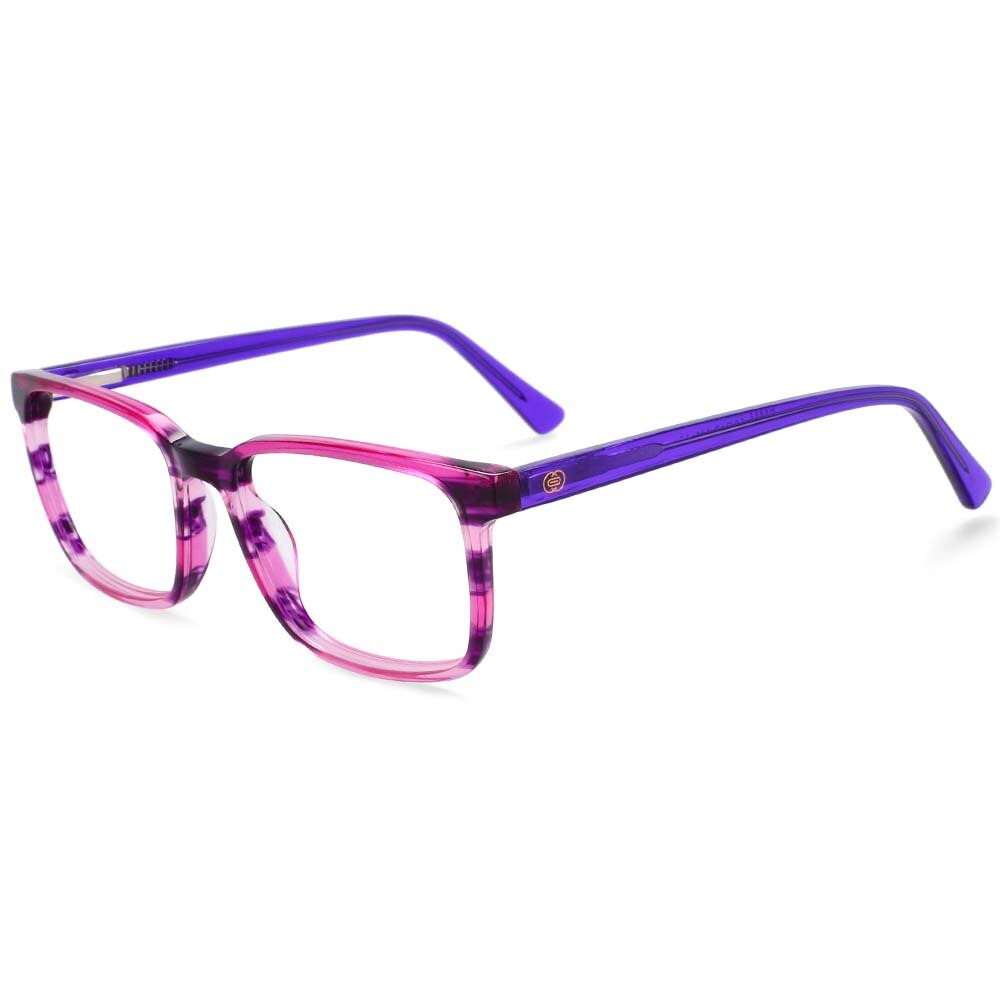 CCSpace Unisex Full Rim Rectangle Acetate Frame Eyeglasses 54249 Full Rim CCspace Purple China 