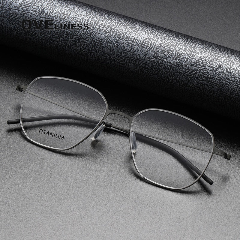 Oveliness Unisex Full Rim Square Screwless Titanium Eyeglasses 5505 Full Rim Oveliness   