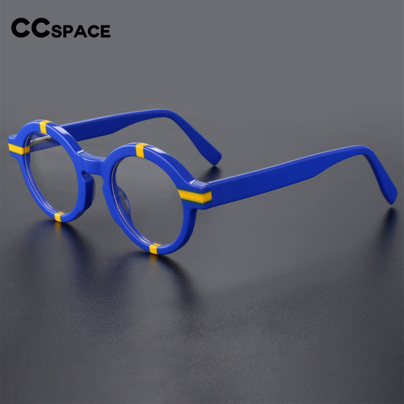 CCspace Unisex Full Rim Round Acetate Eyeglasses 56500 Full Rim CCspace   