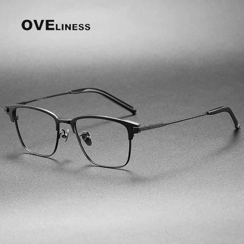 Oveliness Unisex Full Rim Square Acetate Titanium Eyeglasses 936 Full Rim Oveliness black  
