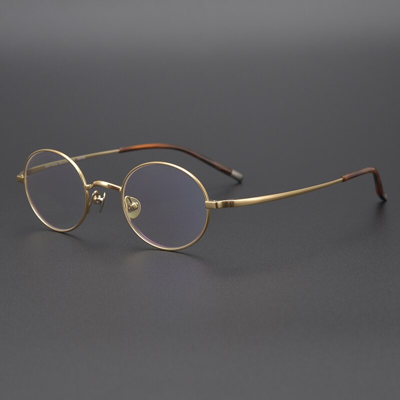 Cubojue Unisex Full Rim Small Round Titanium Hyperopic Reading Glasses Reading Glasses Cubojue no function lens 0 gold 