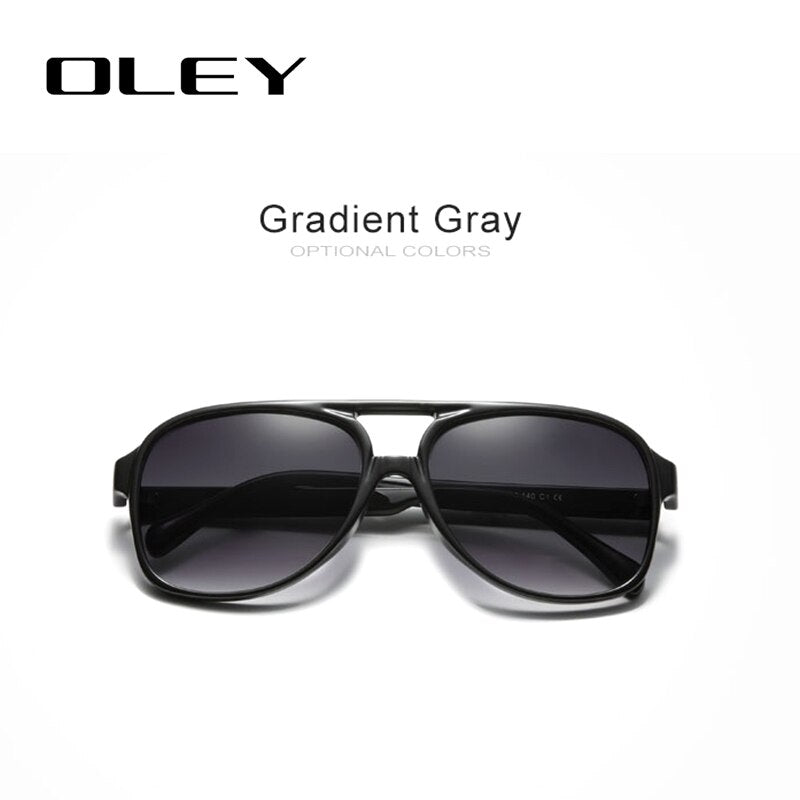 Oley Unisex Full Rim Round Acetate Titanium Frame Polarized Sunglasses Y7129 Sunglasses Oley Gradient Gray CN OLEY