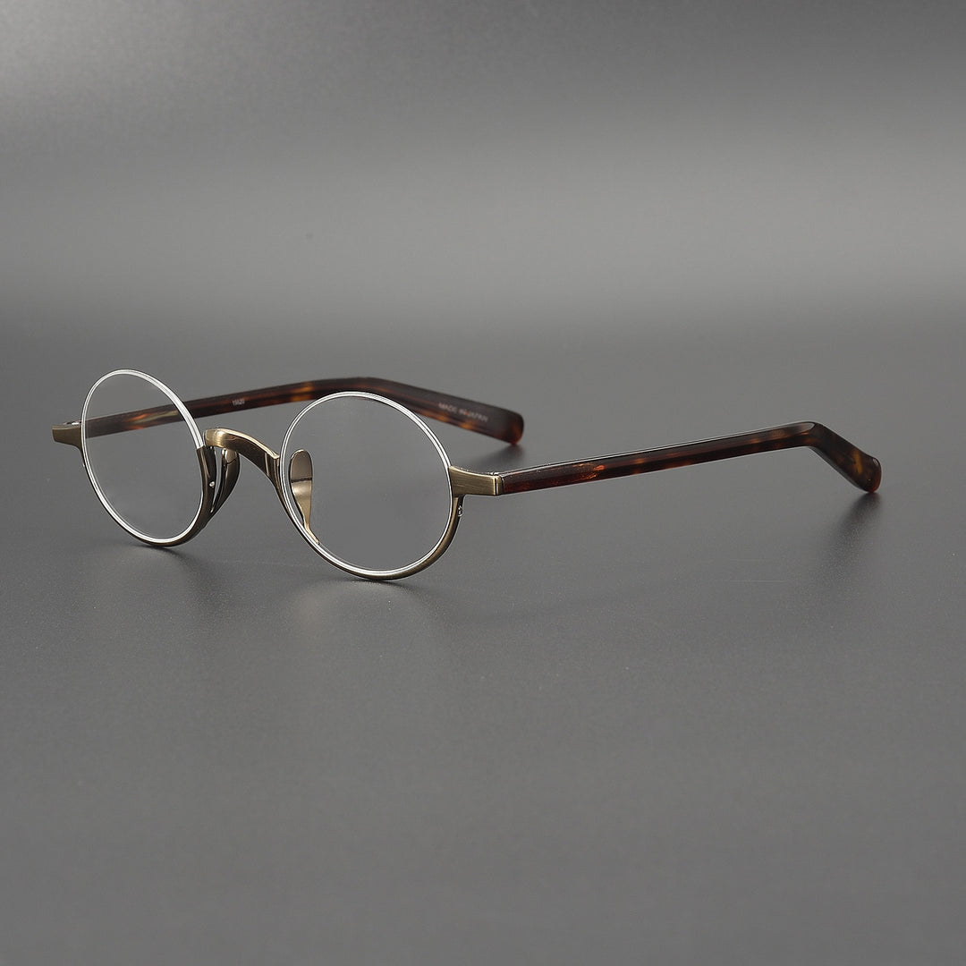 Muzz Men's Semi Rim Acetate Titanium Frame Eyeglasses 80 Semi Rim Muzz Dark Brown  