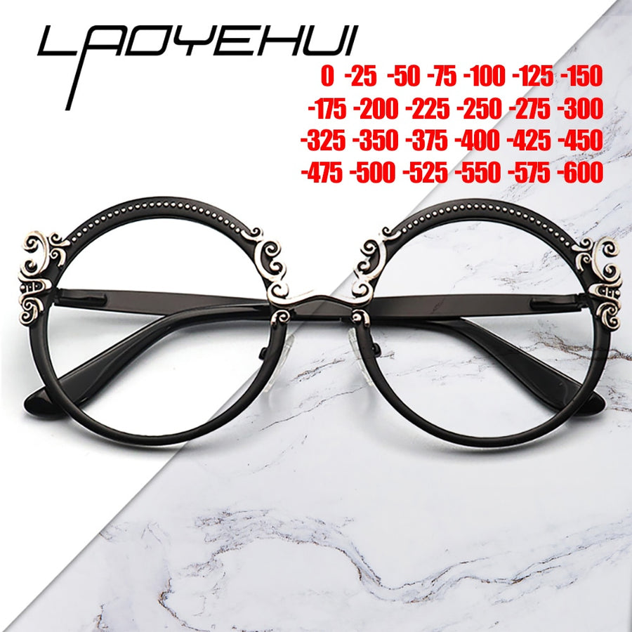 Laoyehui Women's Full Rim Round Alloy Myopic Reading Glasses Anti-Blue Reading Glasses Laoyehui   