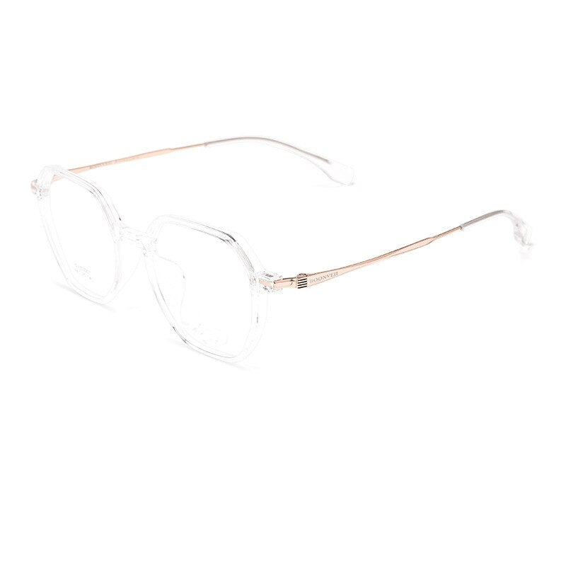 KatKani Unisex Full Rim Polygon Tr 90 Alloy Eyeglasses Bv83007b Full Rim KatKani Eyeglasses Transparent Gold  