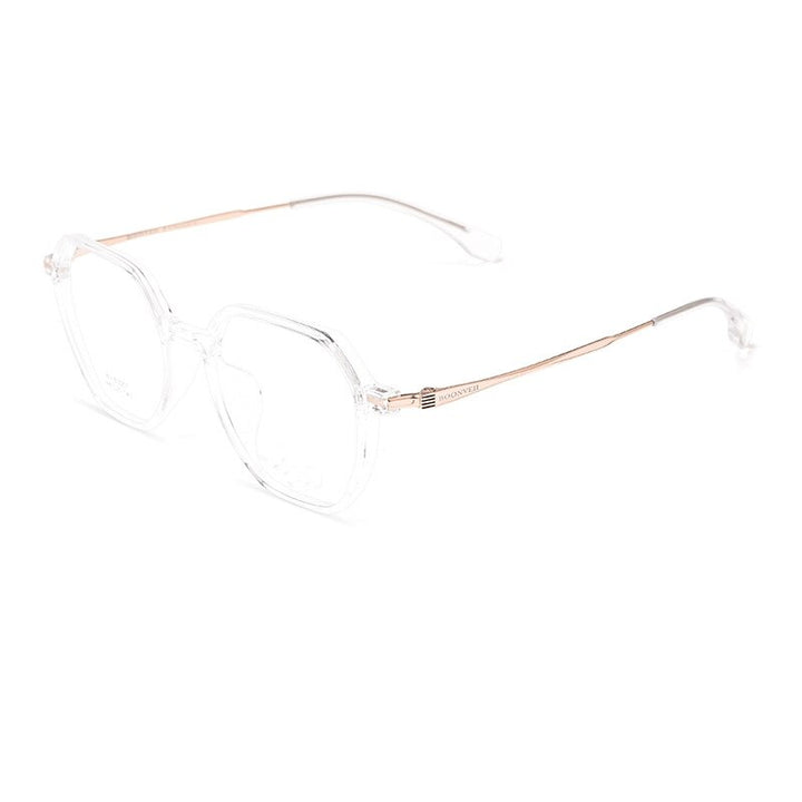 KatKani Unisex Full Rim Polygon Tr 90 Alloy Eyeglasses Bv83007b Full Rim KatKani Eyeglasses Transparent Gold  