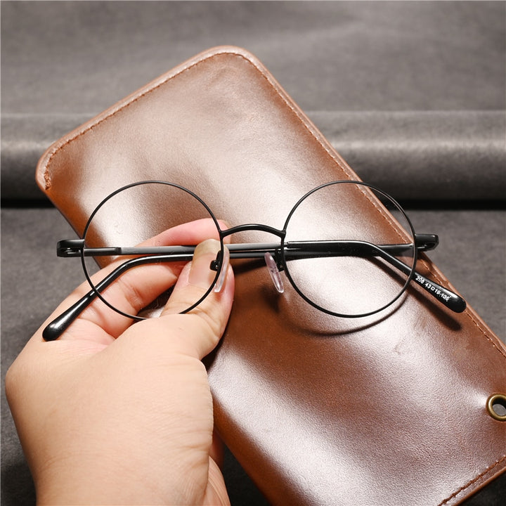 Cubojue Unisex Full Rim Round Alloy 43mm Reading Glasses Reading Glasses Cubojue 0 Black 