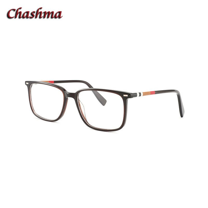 Chashma Ochki Unisex Full Rim Square Rectangle Acetate Eyeglasses 9021 Full Rim Chashma Ochki Brown  