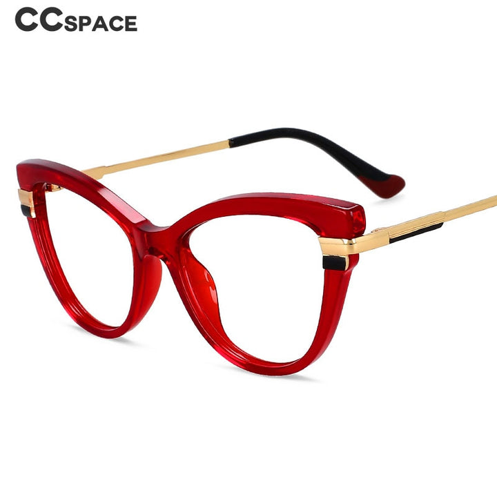 CCSpace Women's Full Rim Square Cat Eye Tr 90 Titanium Eyeglasses 55706 Full Rim CCspace   