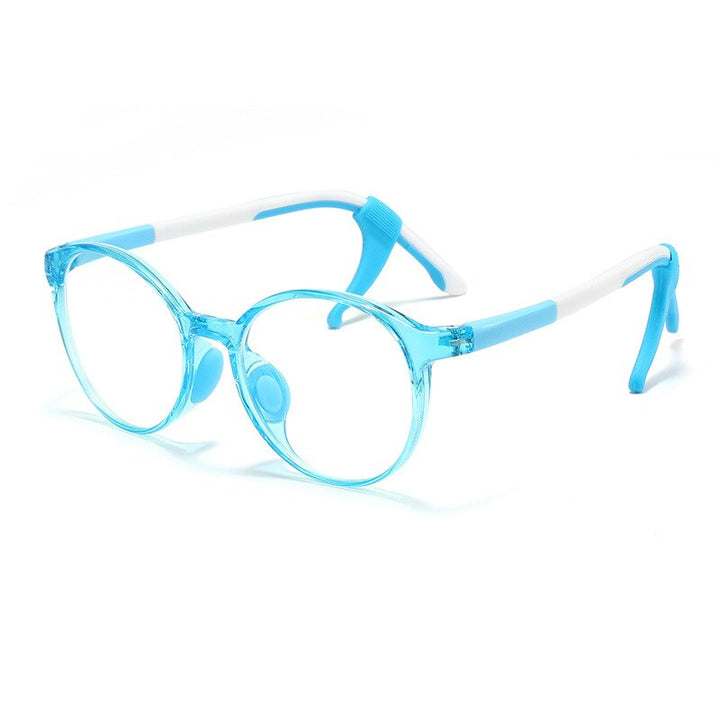 CCSpace Unisex Youth Full Rim Round Tr 90 Silicone Eyeglasses 54678 Full Rim CCspace Blue white China 