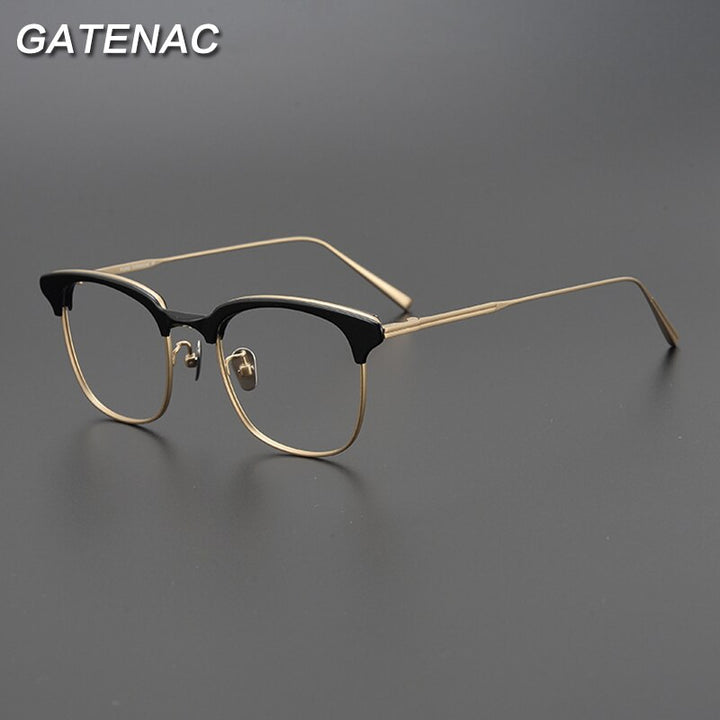 Gatenac Unisex Full Rim Square Tr 90 Titanium Eyeglasses Gxyj967 Full Rim Gatenac   