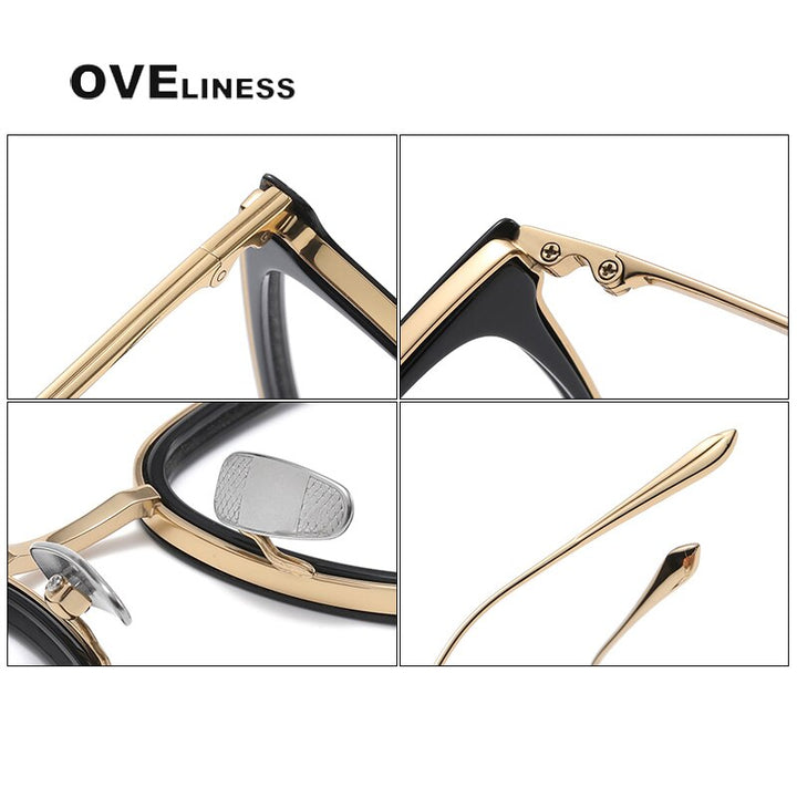 Oveliness Unisex Full Rim Square Screwless Acetate Titanium Eyeglasses Tango3 Full Rim Oveliness   