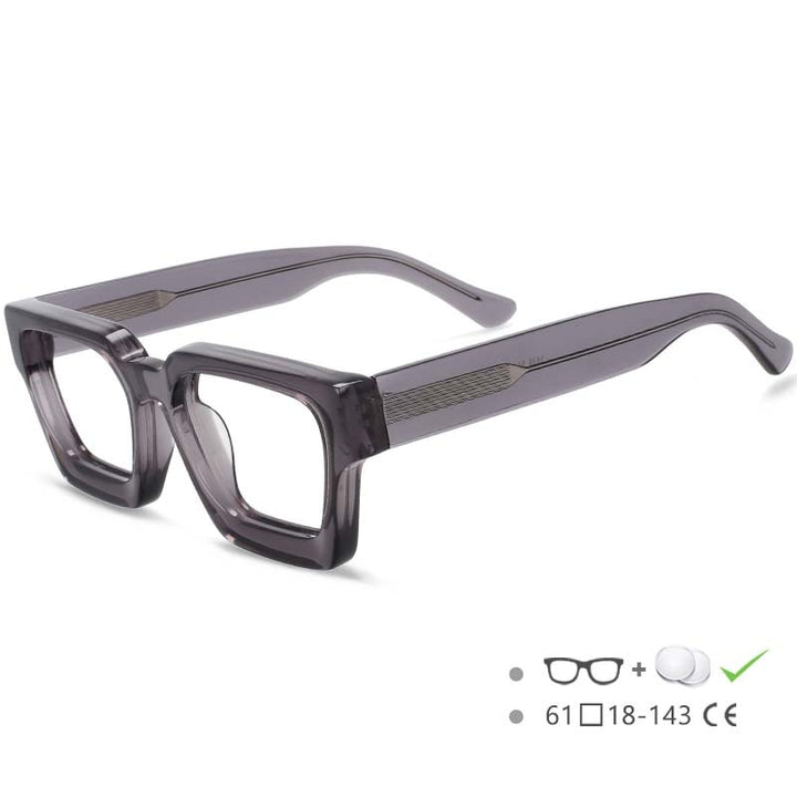 CCSpace Unisex Full Rim Square Acetate Frame Eyeglasses 54290 Full Rim CCspace Gray China 