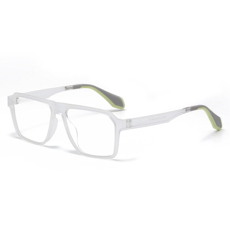 Hdcrafter Men's Full Rim Square Tr 90 Titanium Sport Eyeglasses 02004 Full Rim Hdcrafter Eyeglasses Transparent  
