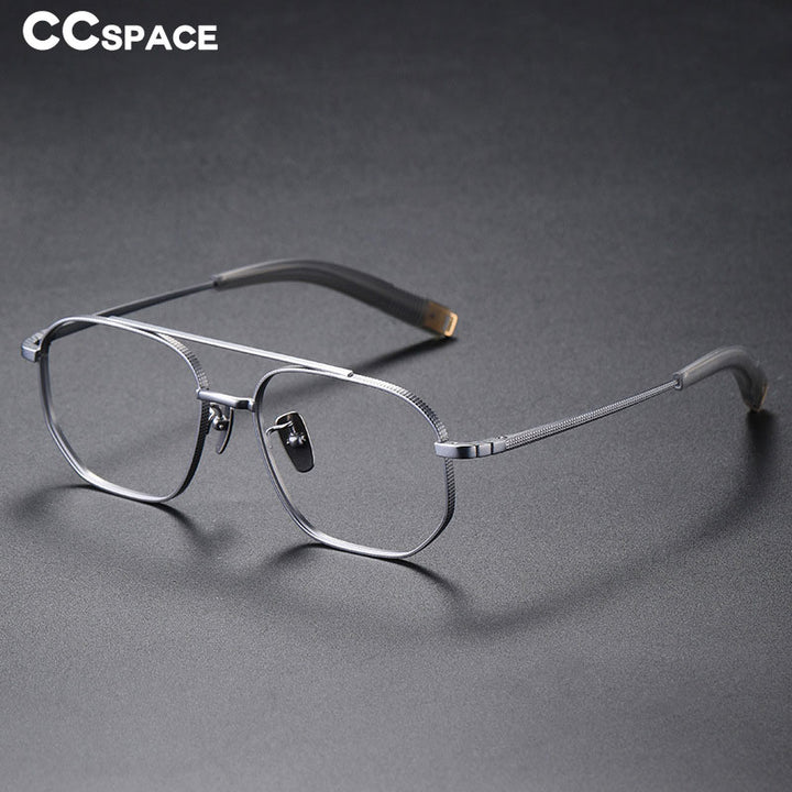CCSpace Unisex Full Rim Square Double Bridge Titanium Eyeglasses 55036 Full Rim CCspace   