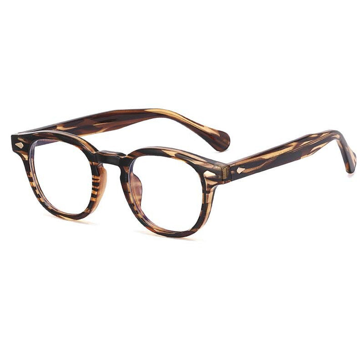 CCspace Unisex Full Rim Round Square Tr 90 Titanium Eyeglasses 54962 Full Rim CCspace China YellowLeopard 