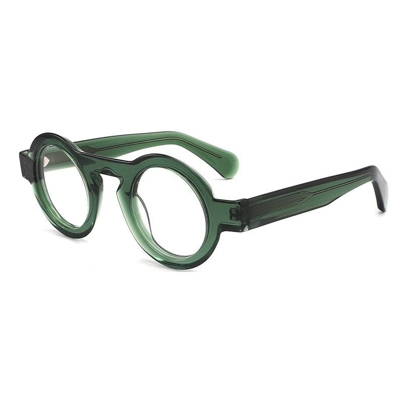 Gatenac Unisex Full Rim Round Handcrafted Acetate Frame Eyeglasses Gxyj771 Full Rim Gatenac Green  