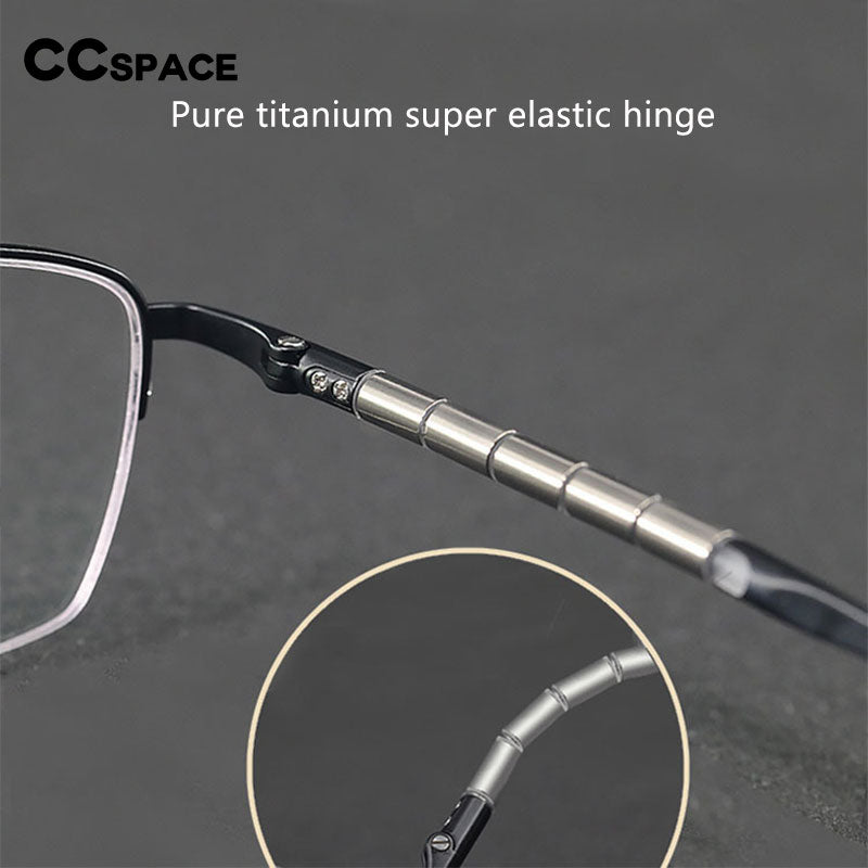 CCSpace Unisex Full Rim Square Titanium Eyeglasses 53210 Full Rim CCspace   