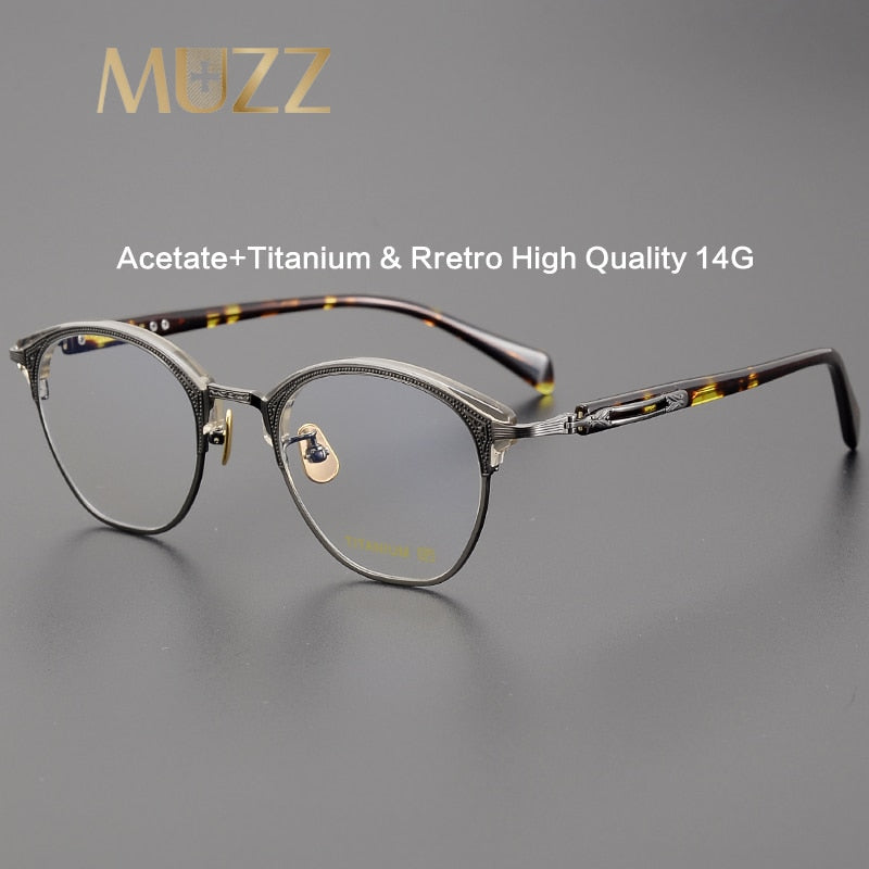 Muzz Unisex Full Rim Round Titanium Eyeglasses E051 Full Rim Muzz   