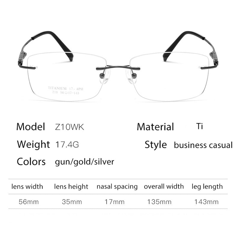 Handoer Men's Rimless Customized Lens Titanium Eyeglasses Z10wk Rimless Handoer   