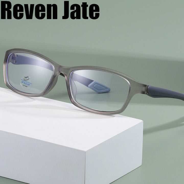 Reven Jate Men's Full Rim Rectangle Polycarbonate Sport Eyeglasses 81300 Full Rim Reven Jate   