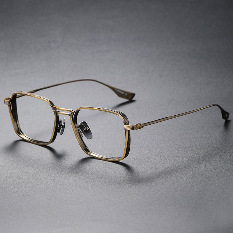 Hdcrafter Unisex Full Rim Square Double Bridge Titanium Eyeglasses 2 Sizes dital25 Full Rim Hdcrafter Eyeglasses Bronze-Middle Size  