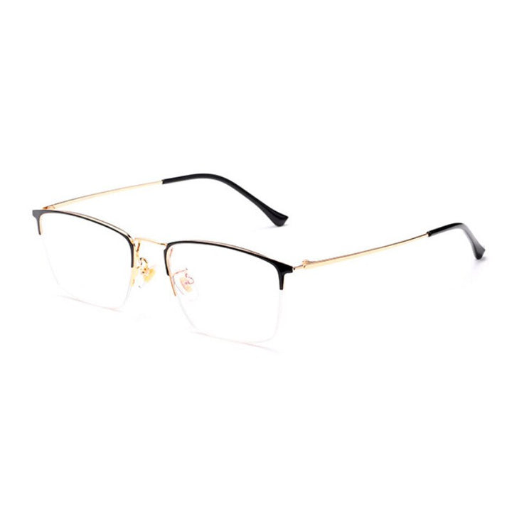 Hotochki Men's Semi Rim Square Titanium Eyeglasses R2316 Semi Rim Hotochki black-gold  