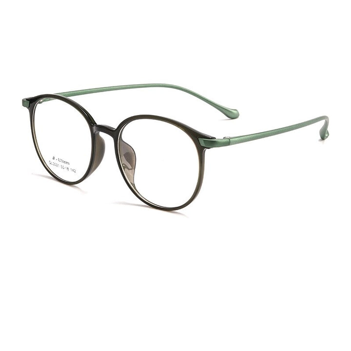 KatKani Unisex Full Rim Round Ultem Steel Eyeglasses 2021ql Full Rim KatKani Eyeglasses Green  