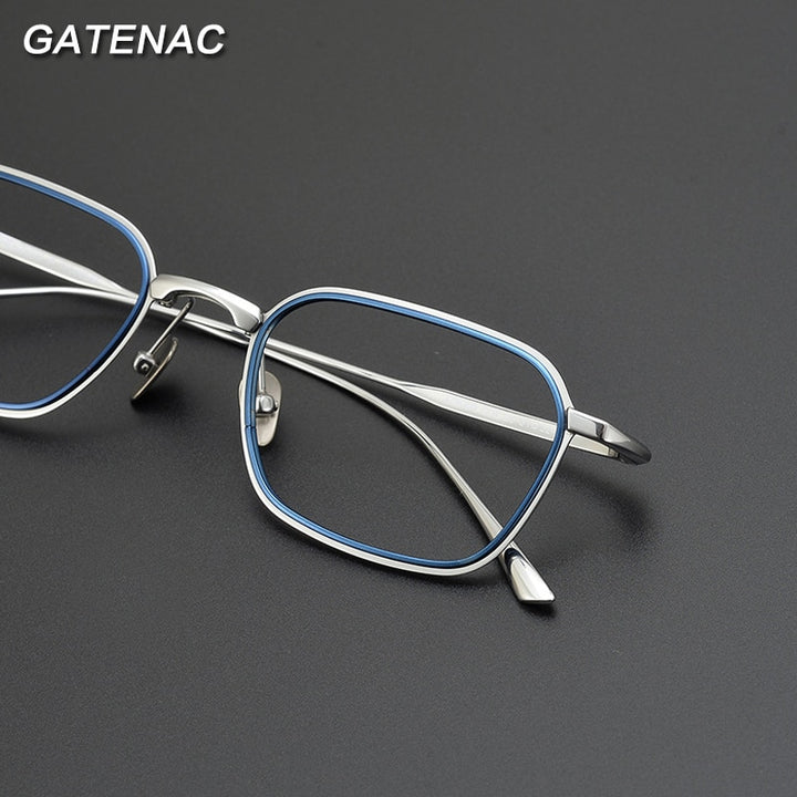 Gatenac Unisex Full Rim Square Titanium Eyeglasses Gxyj972 Full Rim Gatenac   
