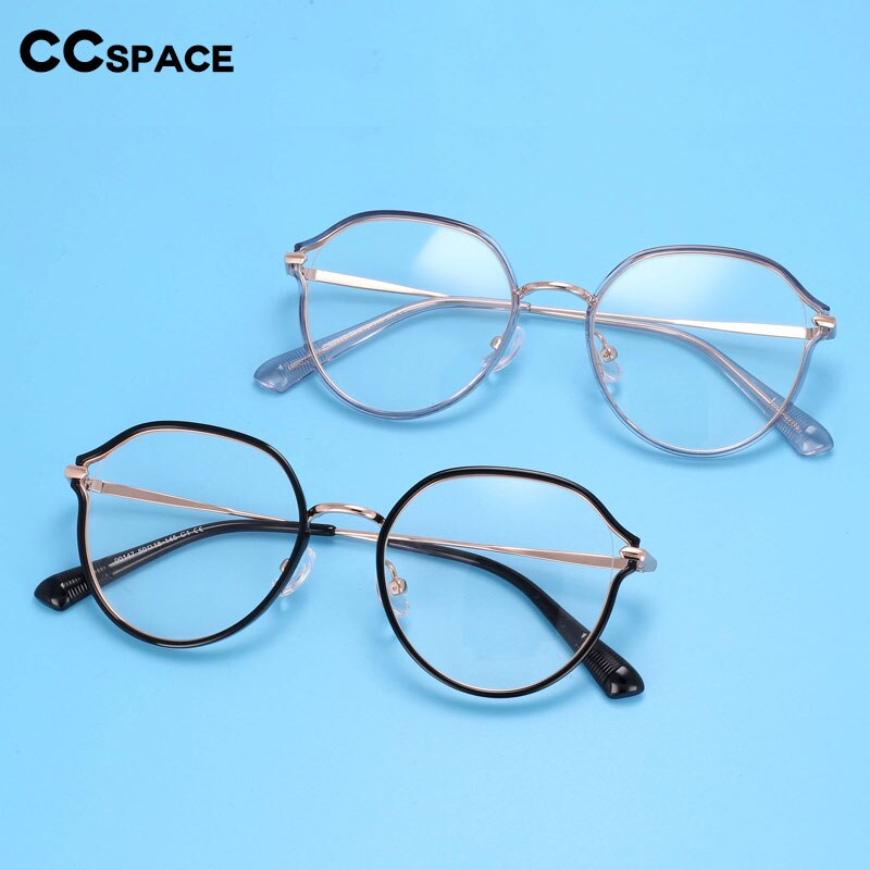 CCspace Women's Full Rim Irregular Round Alloy Eyeglasses 55336 Full Rim CCspace   