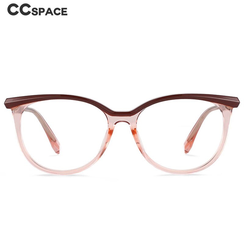 CCspace Women's Full Rim Round Cat Eye Tr 90 Titanium Frame Eyeglasses 54612 Full Rim CCspace   