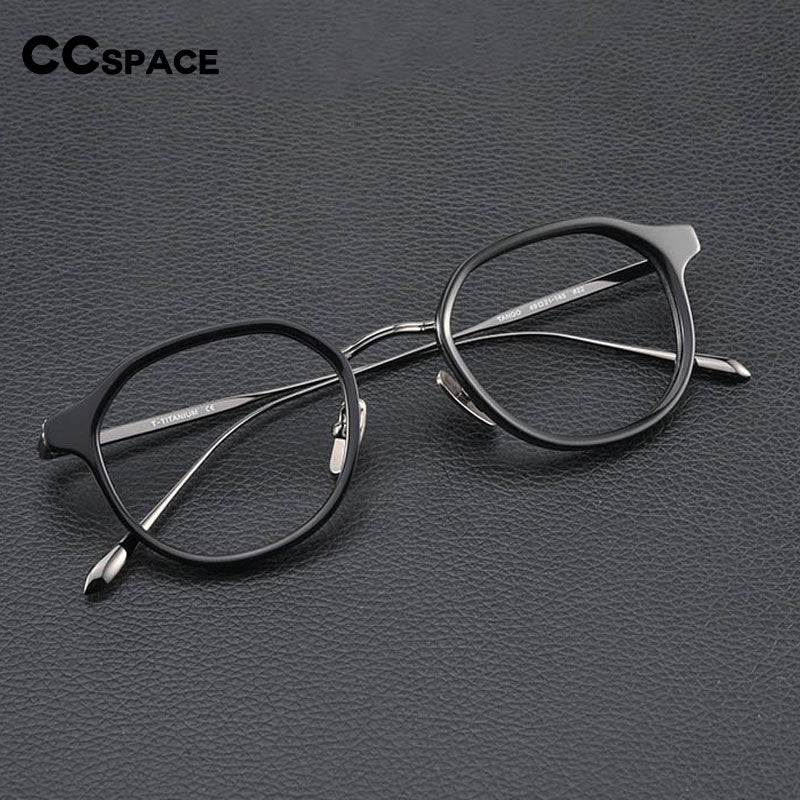 CCspace Unisex Full Rim Square Cat Eye Acetate Titanium Eyeglasses 55740 Full Rim CCspace   