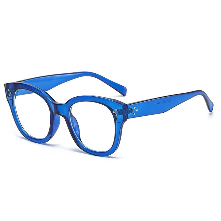 CCSpace Unisex Full Rim Square Acetate Alloy Rivet Frame Eyeglasses 54152 Full Rim CCspace C6 blue  