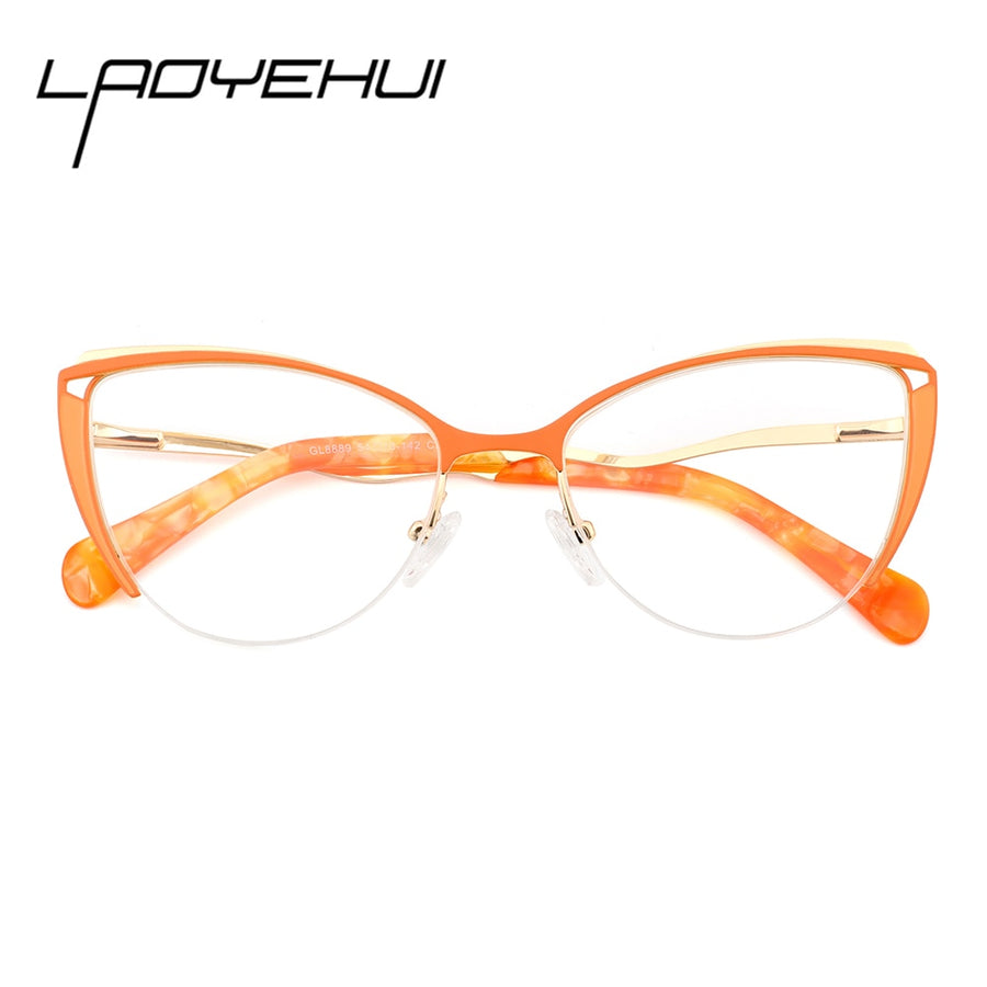 Laoyehui Women's Full Rim Cat Eye Alloy Hyperopic Reading Glasses Anti Blue Light 8889c2 Reading Glasses Laoyehui   