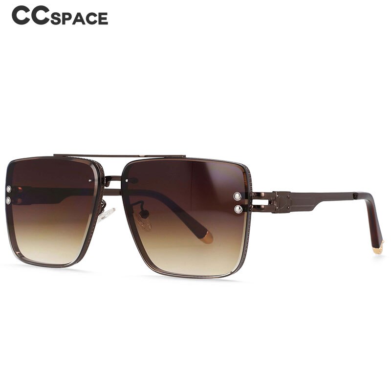 CCSpace Men's Full Rim Square Double Bridge Alloy Frame Sunglasses 54450 Sunglasses CCspace Sunglasses   