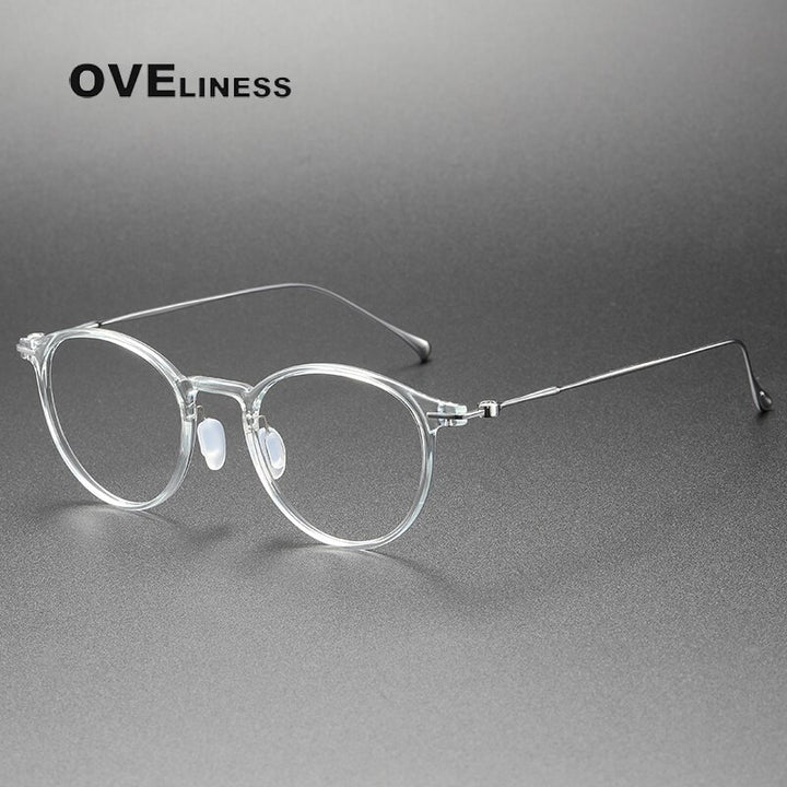 Oveliness Unisex Full Rim Round Square Tr 90 Titanium Eyeglasses Full Rim Oveliness transparent  