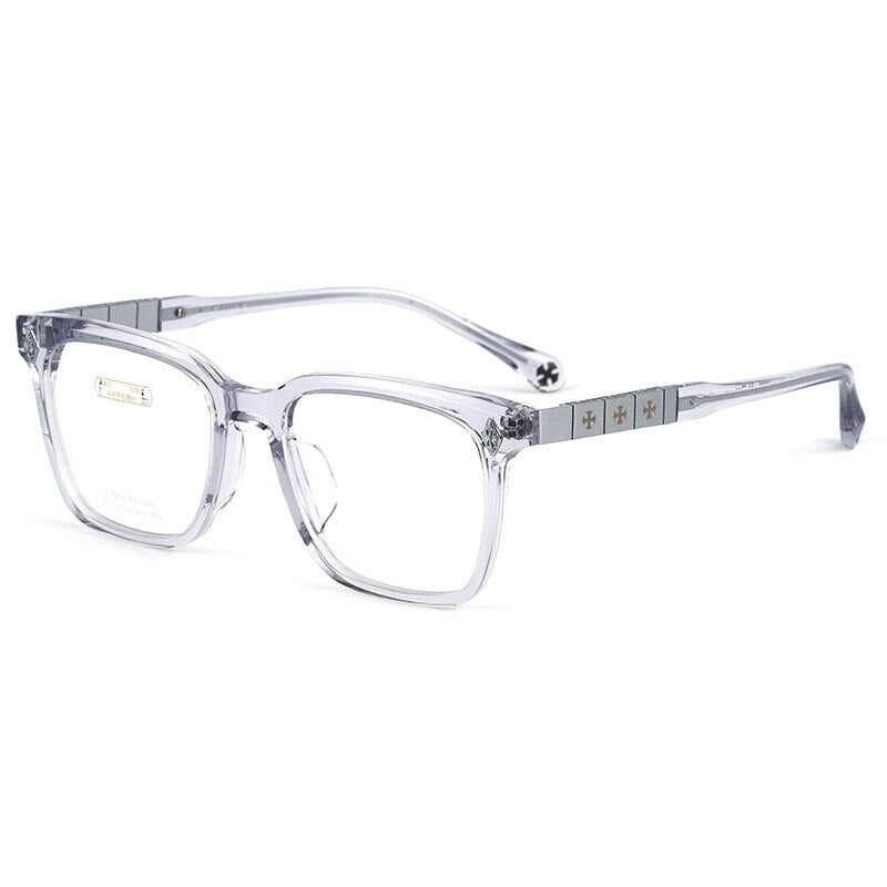 Yimaruili Unisex Full Rim Square Acetate Titanium Eyeglasses 3021U Full Rim Yimaruili Eyeglasses Transparent Blue  