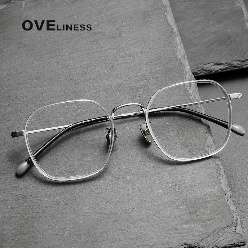 Oveliness Unisex Full Rim Square Acetate Titanium Eyeglasses 8505 Full Rim Oveliness   