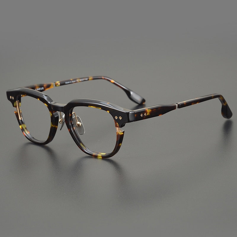 Gatenac Unisex Full Rim Round Square Acetate Eyeglasses Gxyj888 Full Rim Gatenac Tortoise  