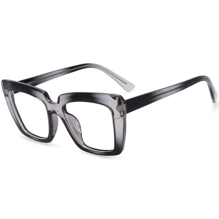 CCSpace Women's Full Rim Big Square Acetate Frame Eyeglasses 54340 Full Rim CCspace China Gray-Black 