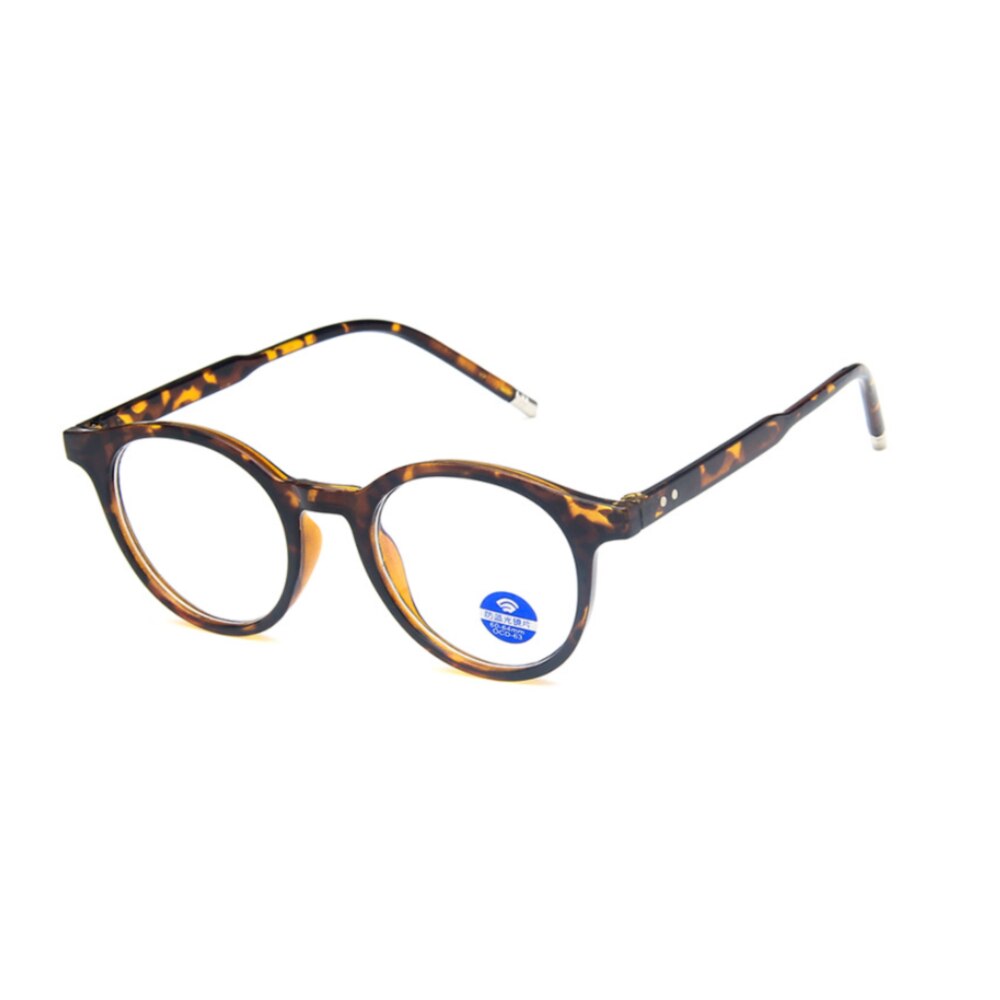 CCSpace Unisex Full Rim Round Resin Frame Eyeglasses 54214 Full Rim CCspace leopard  