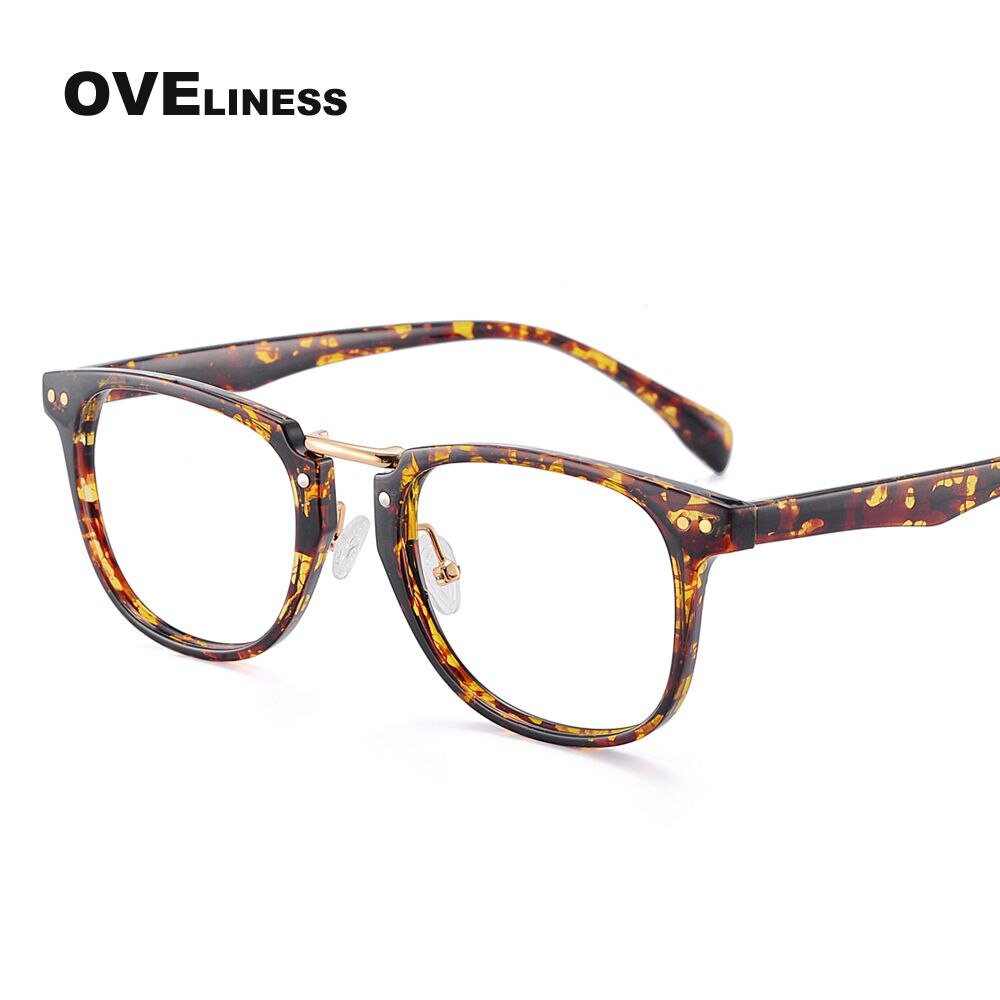 Oveliness Unisex Full Rim Round Square Tr 90 Titanium Eyeglasses 2639 Full Rim Oveliness tortoise red  