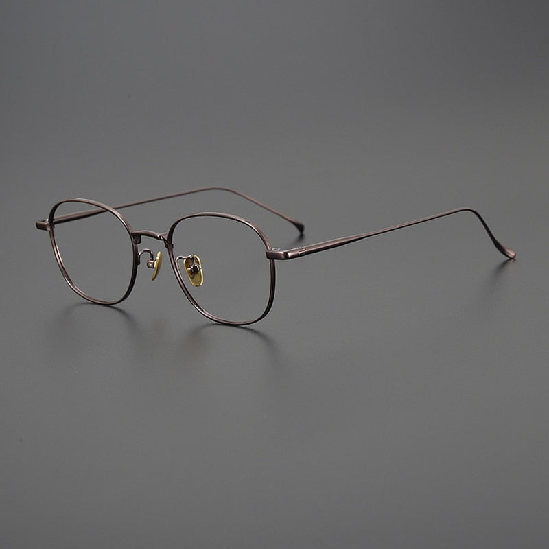 Gatenac Unisex Full Rim Irregular Square Titanium Eyeglasses Gxyj996 Full Rim Gatenac Brown  