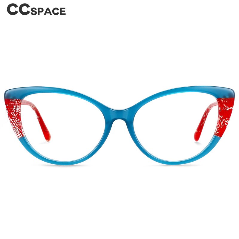 CCSpace Unisex Full Rim Oval Cat Eye Acetate Eyeglasses 55367 Full Rim CCspace   