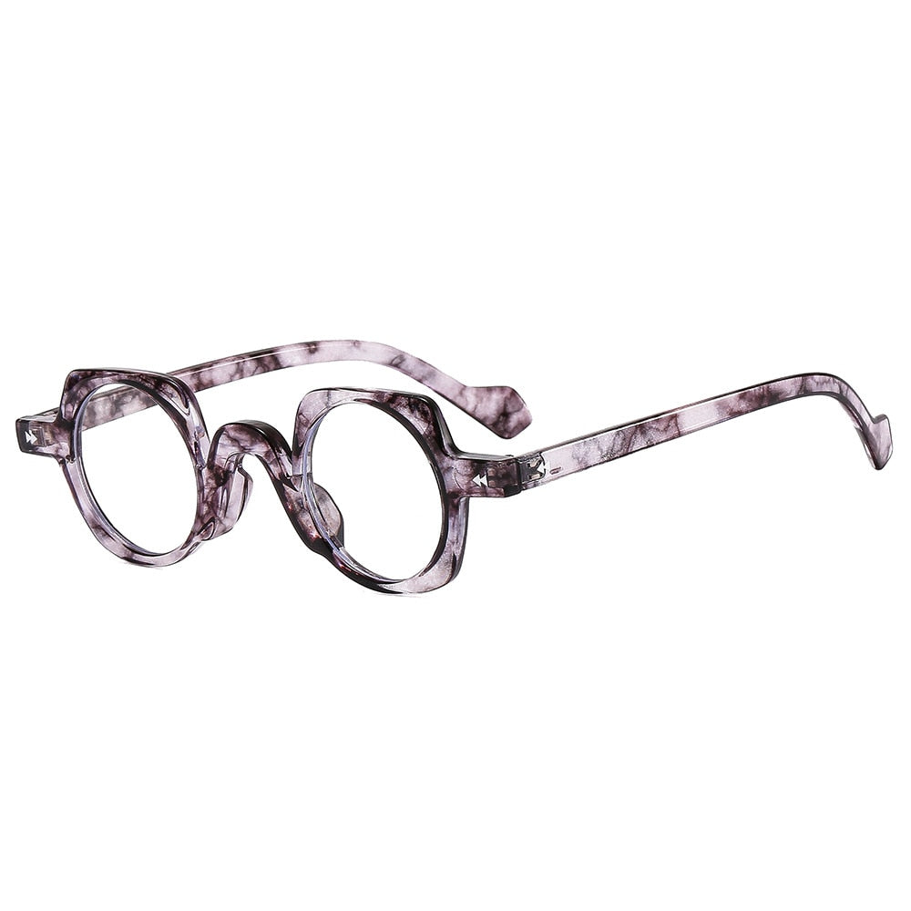 CCSpace Women's Full Rim Irregular Round Acetate Eyeglasses 55267 Full Rim CCspace MarbleGrain China 