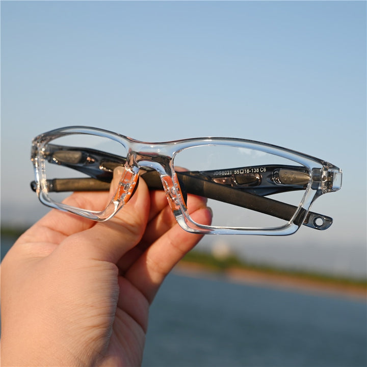 Cubojue Unisex Full Rim Square Tr 90 Titanium Sport Frame Reading Glasses Reading Glasses Cubojue clear black leg no function lens 0 