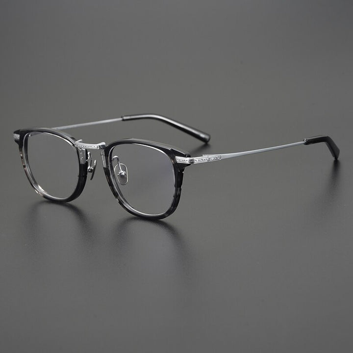 Gatenac Unisex Full Rim Square Titanium Acetate Eyeglasses Gxyj926 Full Rim Gatenac Stripe  