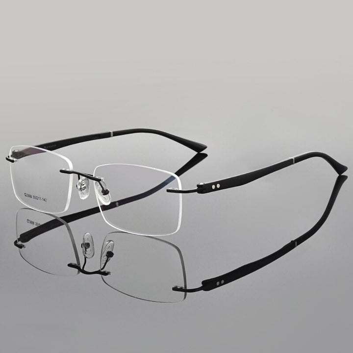 Gmei Men's Rimless Square Titanium Alloy Screwless Eyeglasses Q2666 Rimless Gmei Optical   