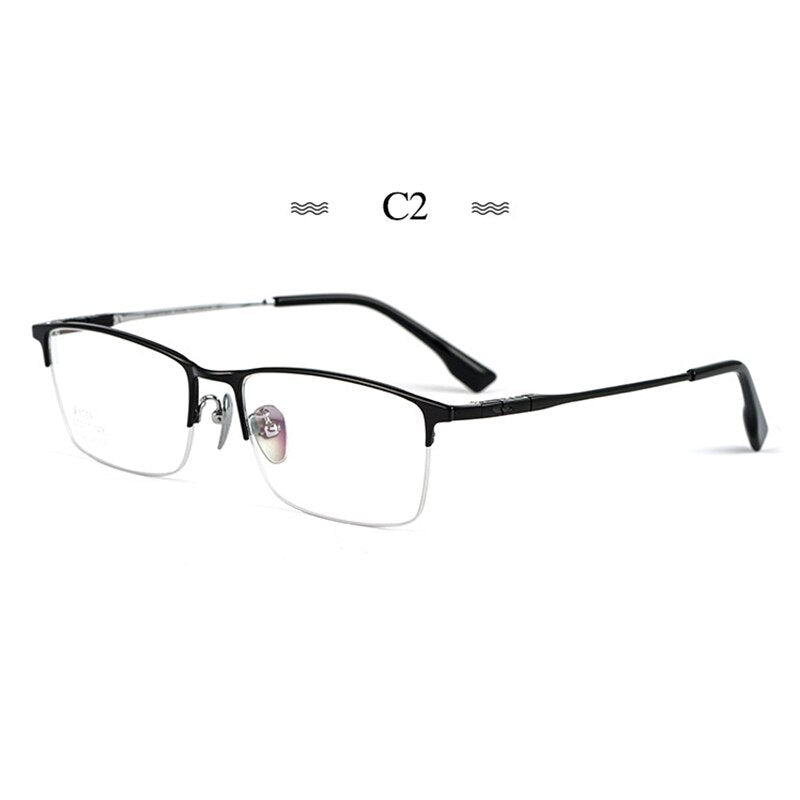 Hotochki Men's Semi Rim Square Tr 90 Titanium Frame Eyeglasses Bv6009 Semi Rim Hotochki C2  