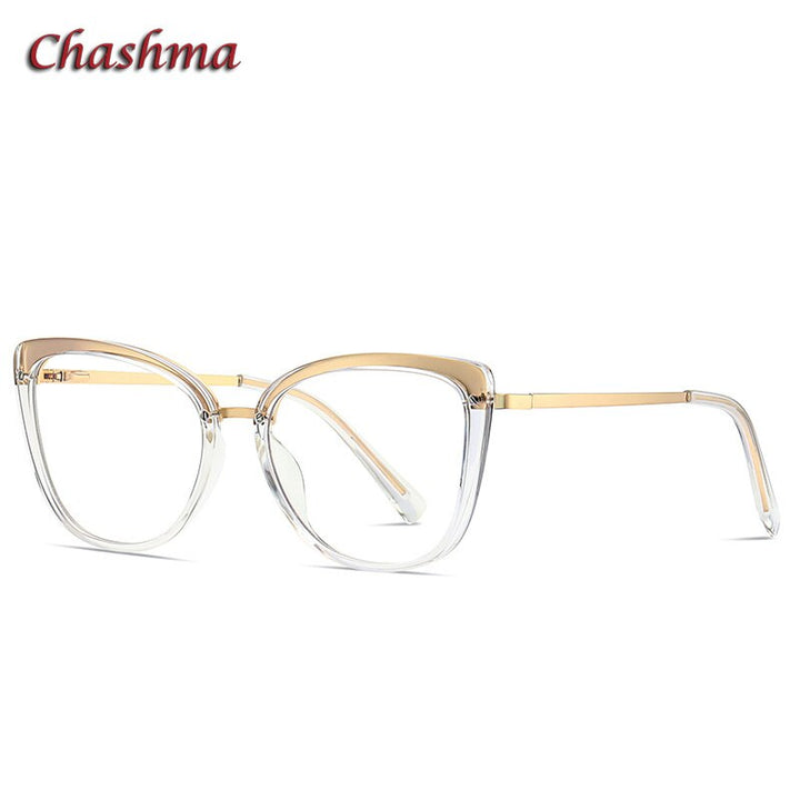 Chashma Ochki Unisex Full Rim Square Cat Eye Tr 90 Stainless Steel Eyeglasses 2076 Full Rim Chashma Ochki Transparent  